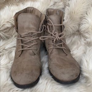 Madden Girl lace up zip desert booties